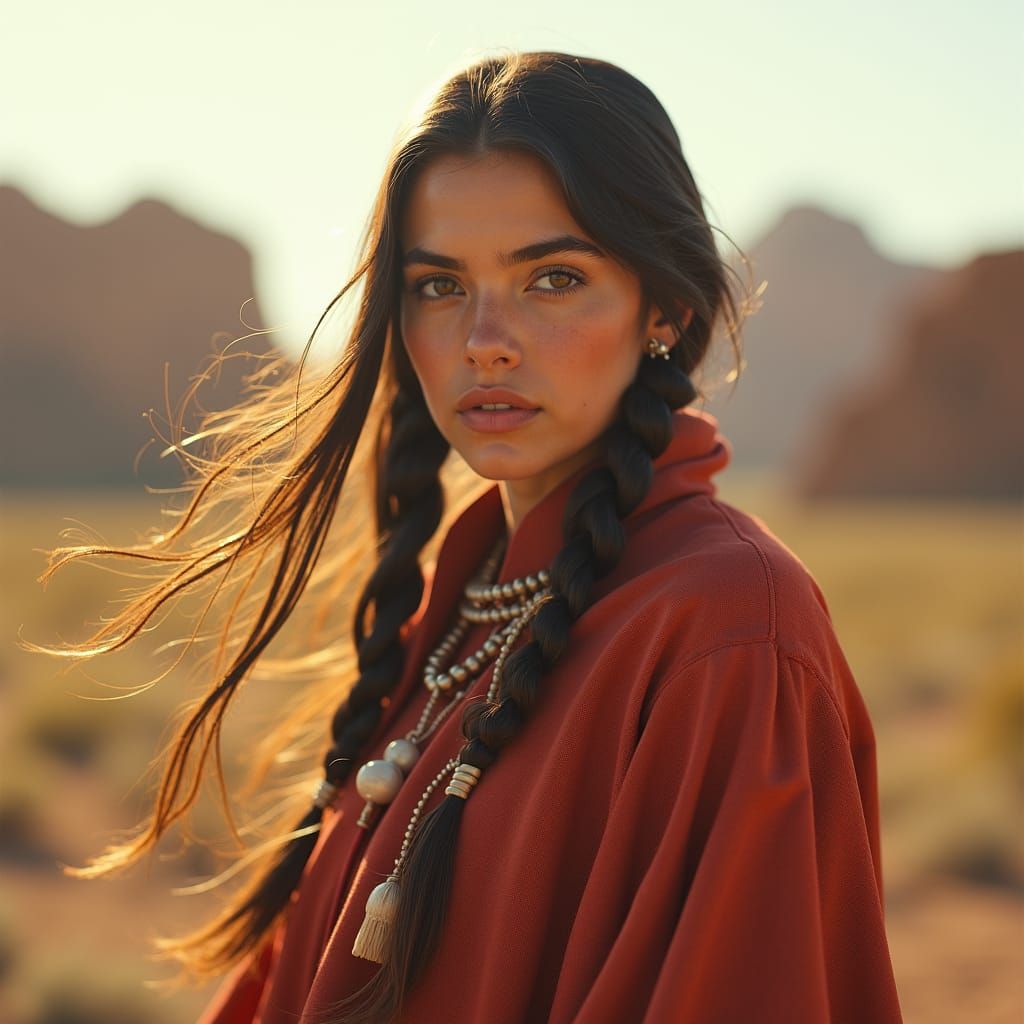 Serene Navajo Woman in Golden Light