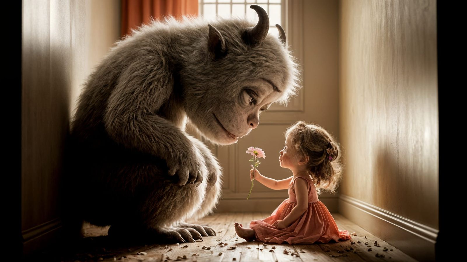 Tender Moment: Giant Monster and Innocent Girl