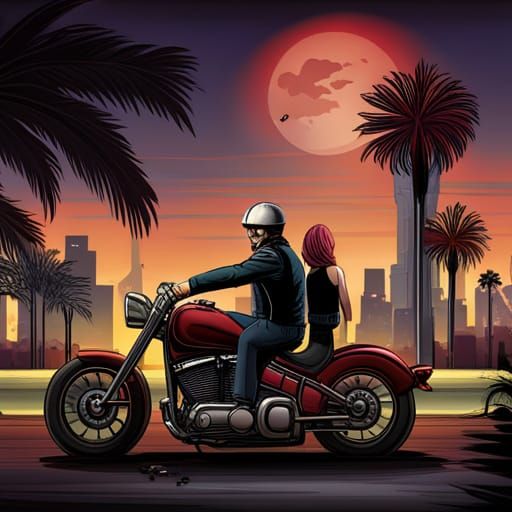 Brutal Biker with Panicked Passenger at Night