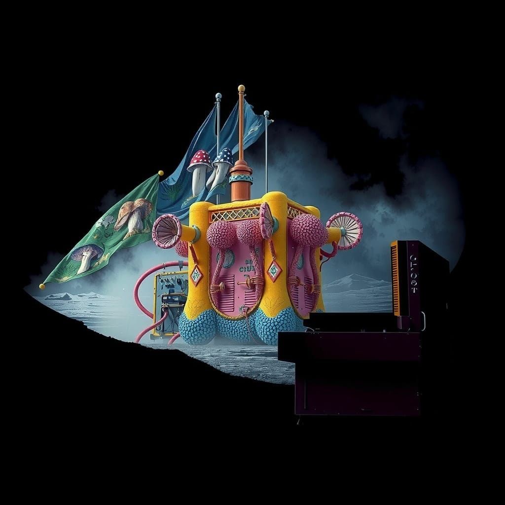 Renaissance Computer in Dreamlike Sculptural Landscape