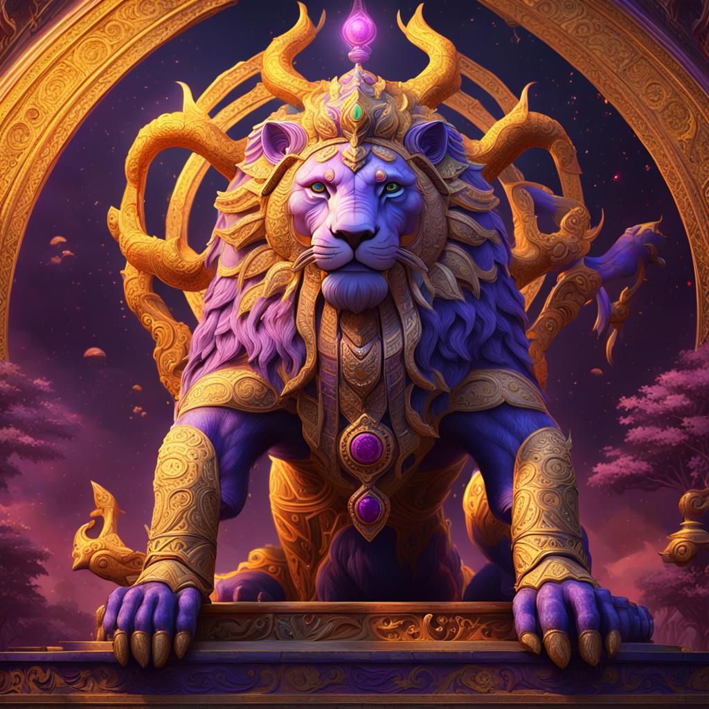 Hindu Hybrid Deity: Lion-Bird in Dark Fantasy Art
