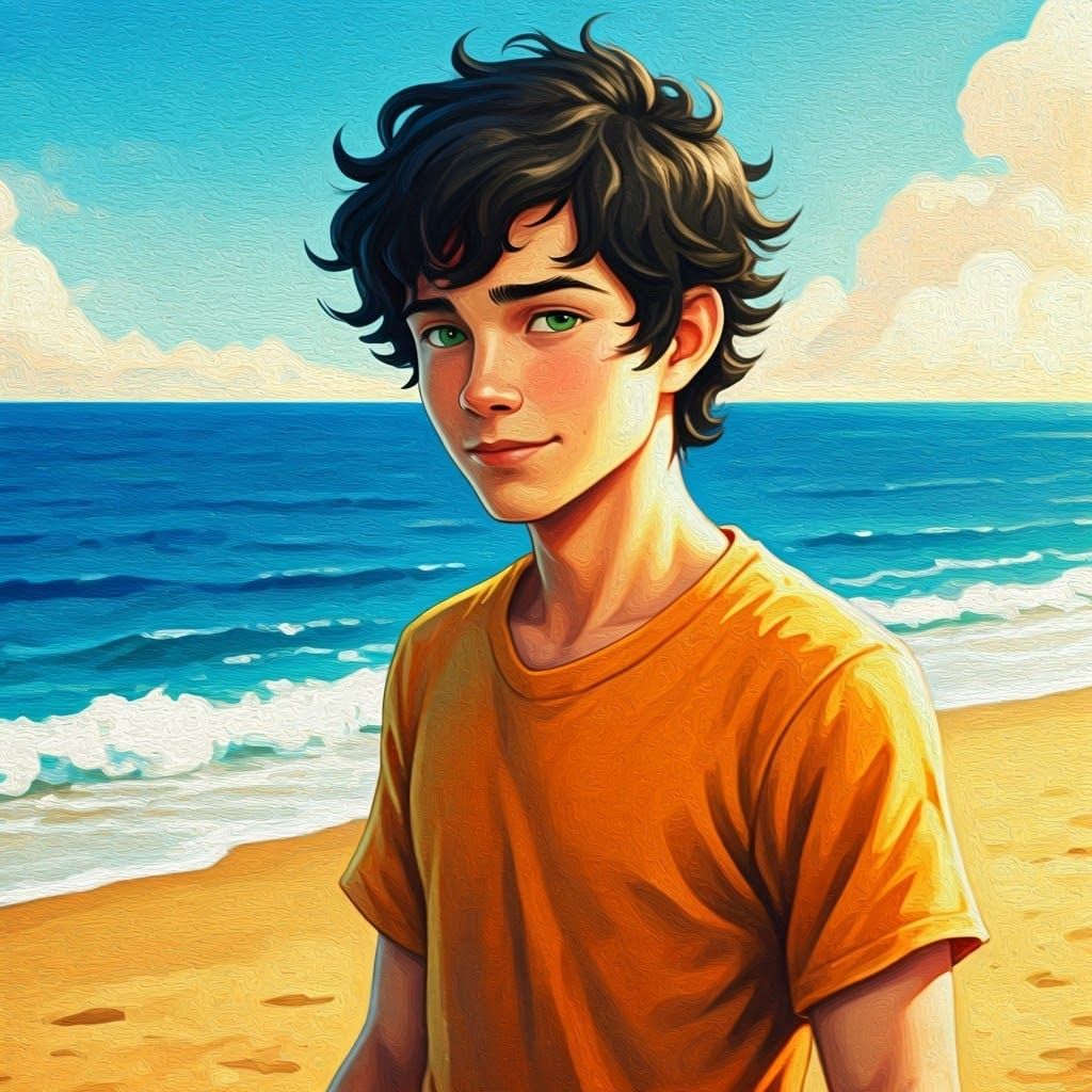 Percy Jackson Gouache and Watercolor Portrait