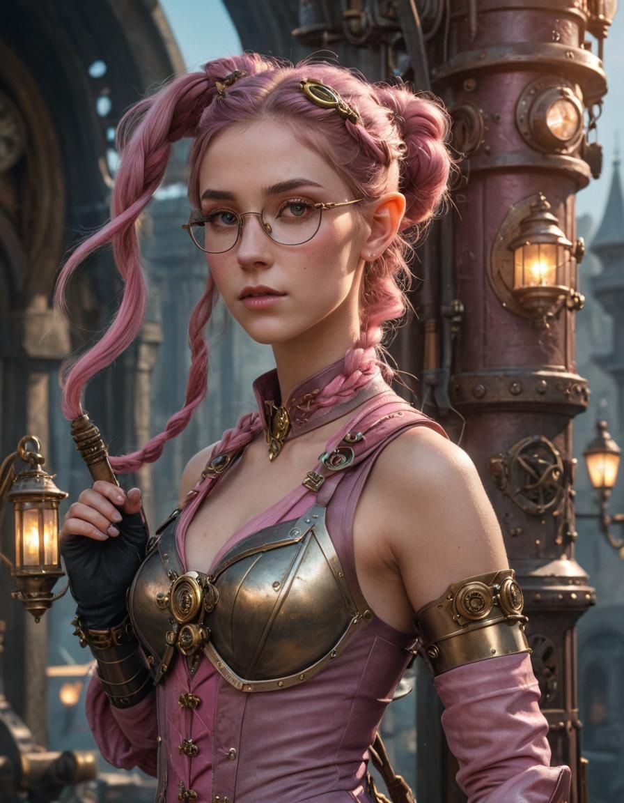 Steampunk Elf Warrior with Clockwork Arm