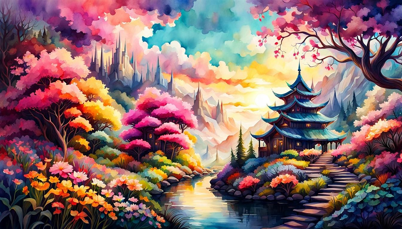 Stylized Digital Watercolor Illustration in Pastel Colors