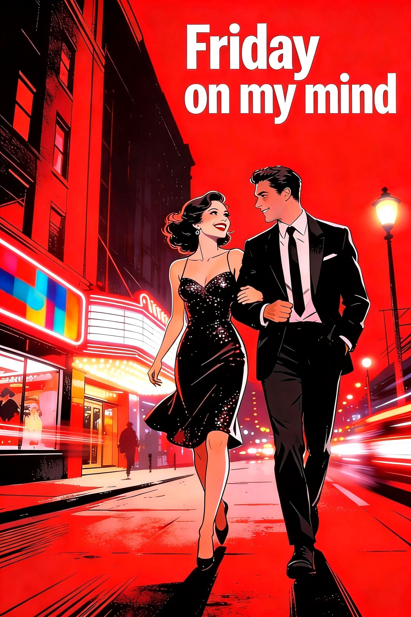 Couple Enjoys City Night Out with 'Friday on My Mind' Sign