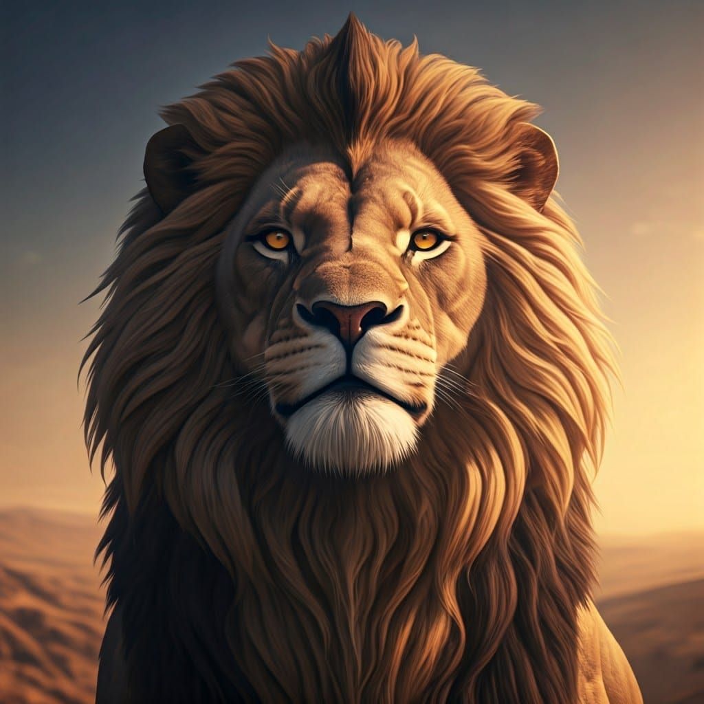 Surreal Lion's Triumph Over Ancient Egypt