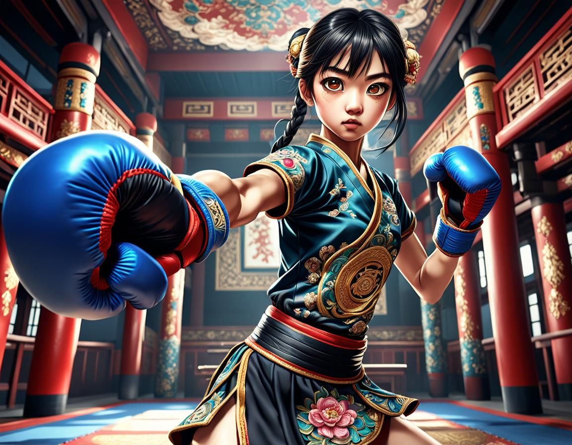 Anime Martial Arts Woman in Ornate Dress