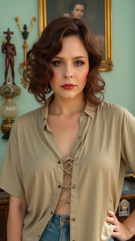 Vibrant Portrait of a Young Woman in Retro Style