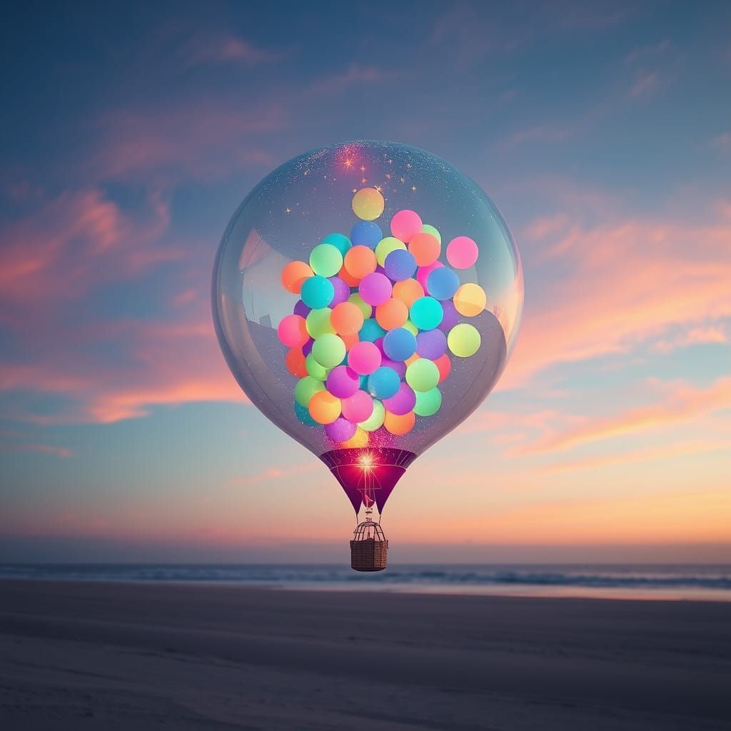 Surreal Cosmic Ballon Glows with Starry Sky and Milky Way