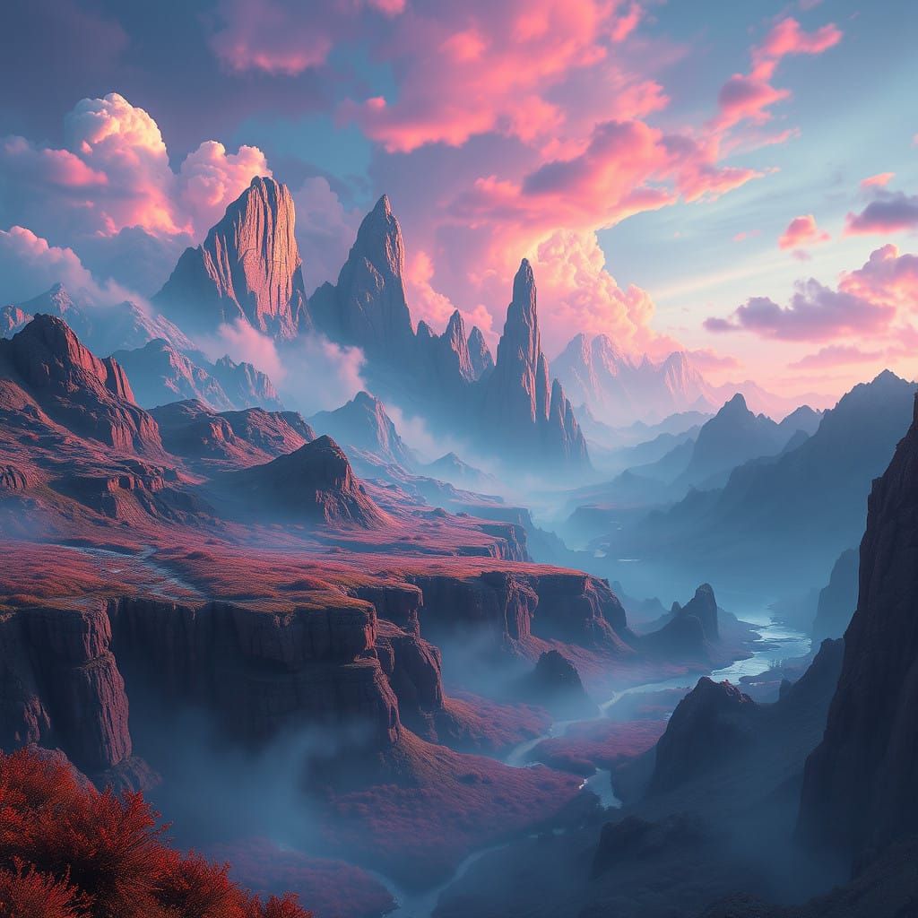 Mystical Dreamscapes in Cyberpunk Style