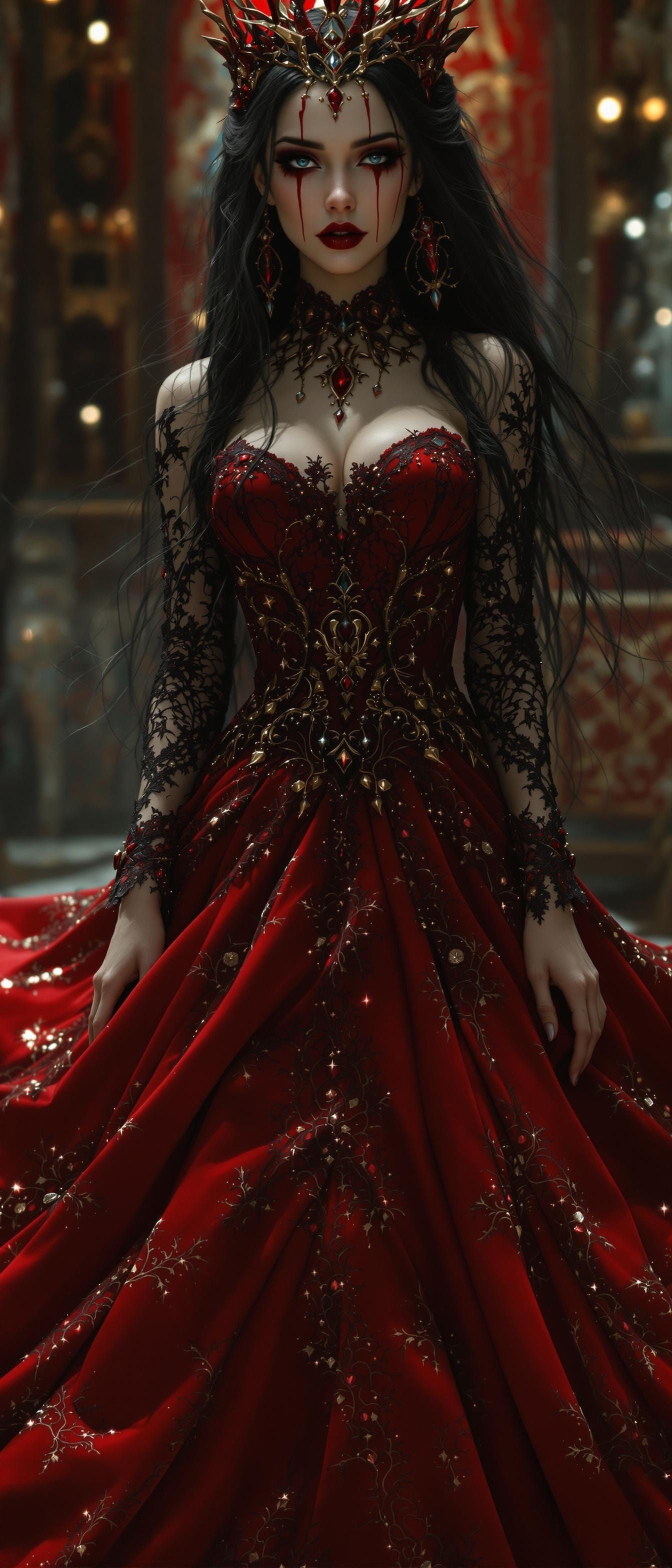 Ethereal Vampire Princess in Stunning Lace Gown