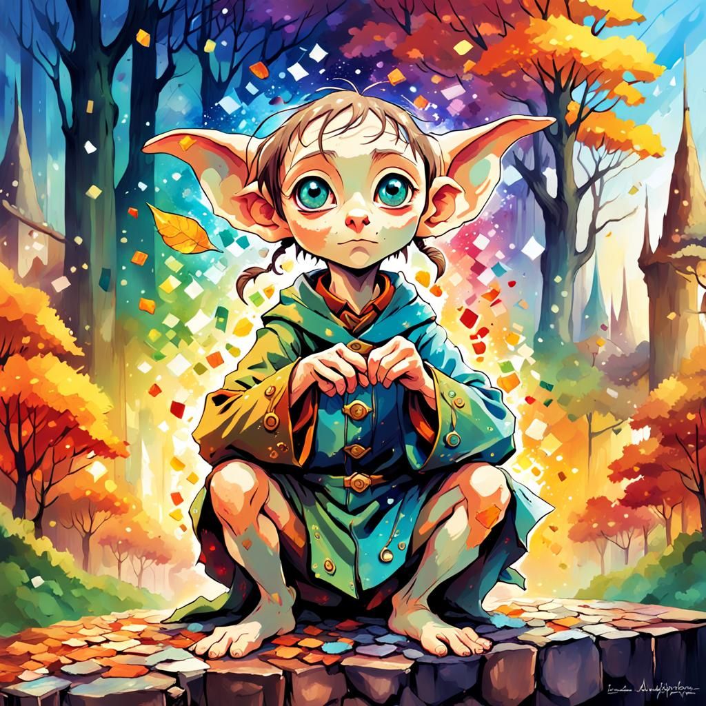 Anime-Style Dobby the Elf Portrait