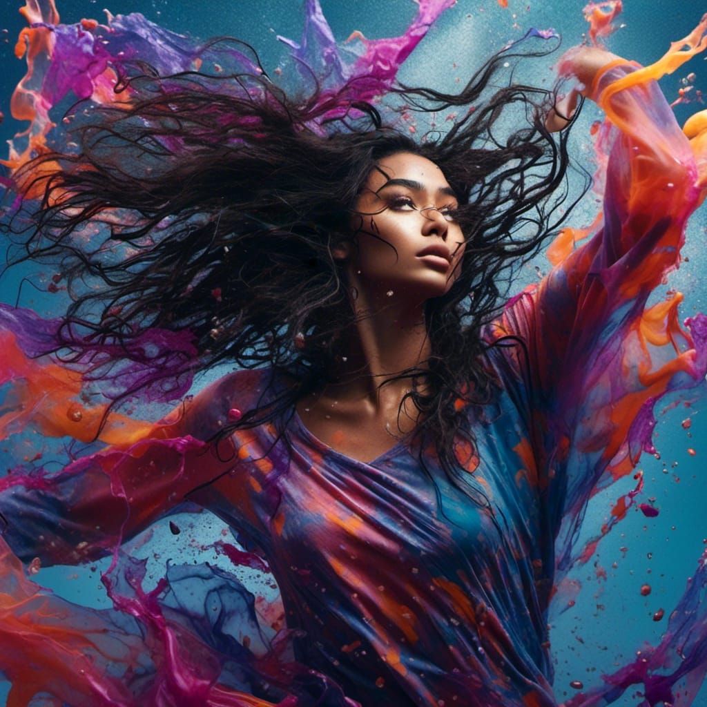 Hyperrealistic Levitating Girl with Dramatic Lighting