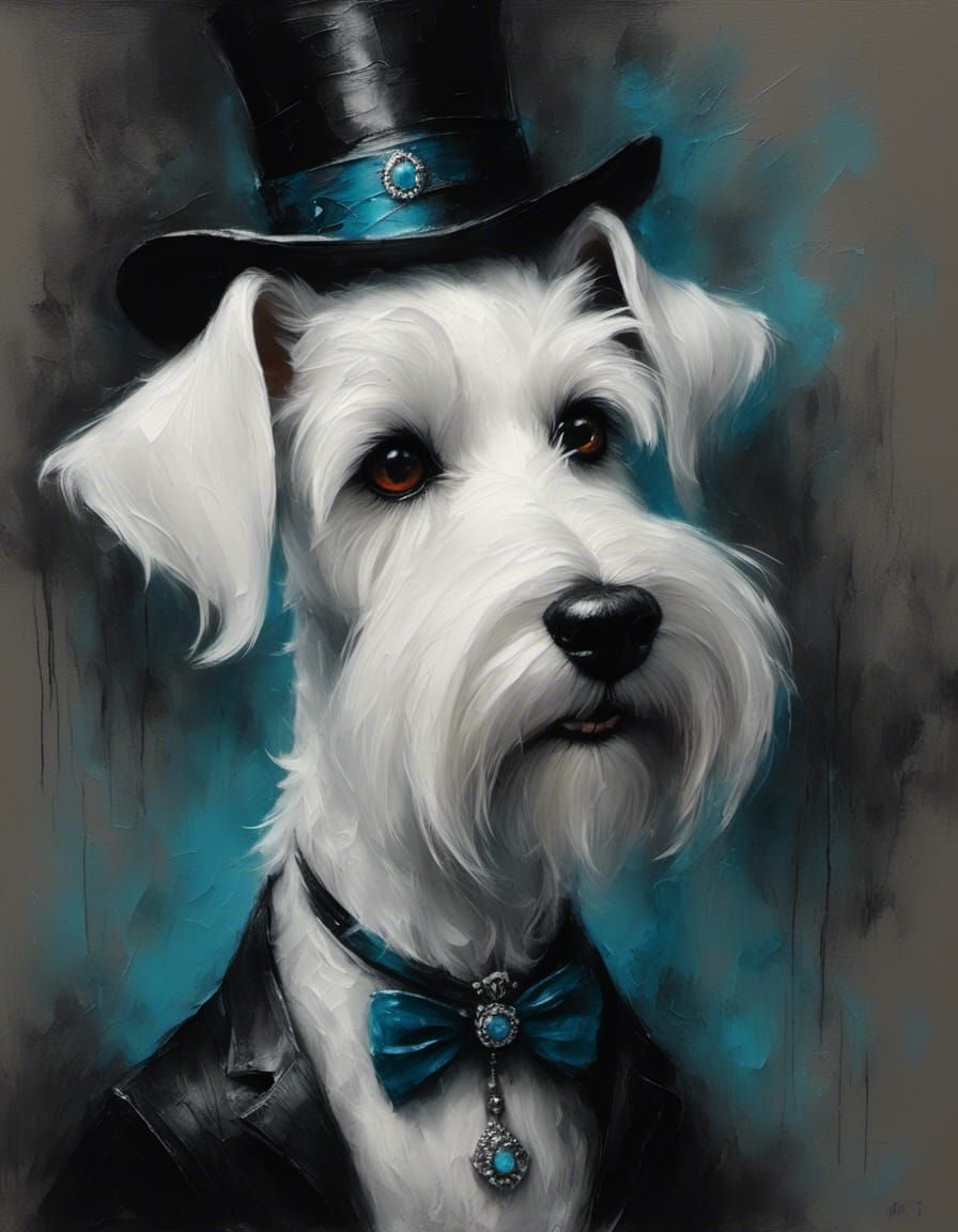 Anthropomorphic Schnauzer Portrait in Surrealist Style