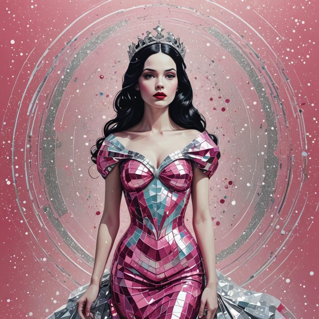 Snow White Space Mermaid in Pop Art Style