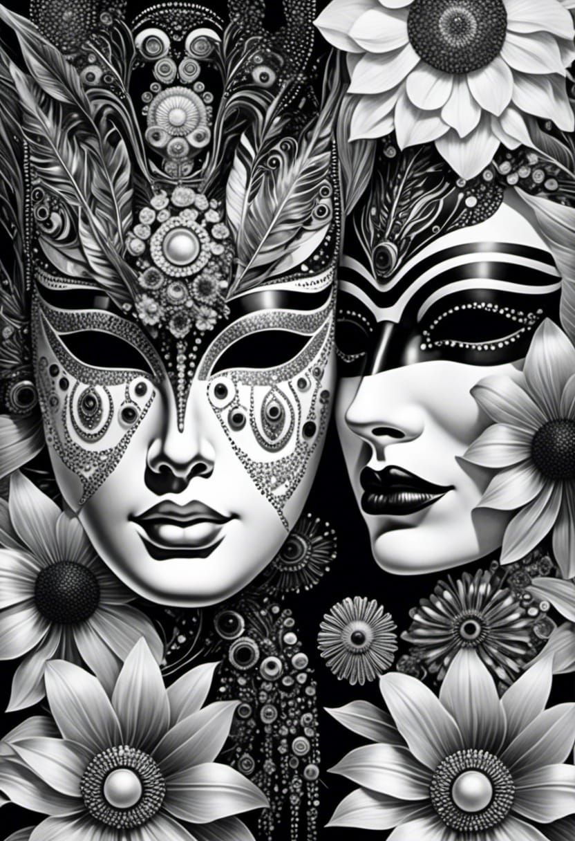 Carnival Masks in Bohemian Psychedelic Style