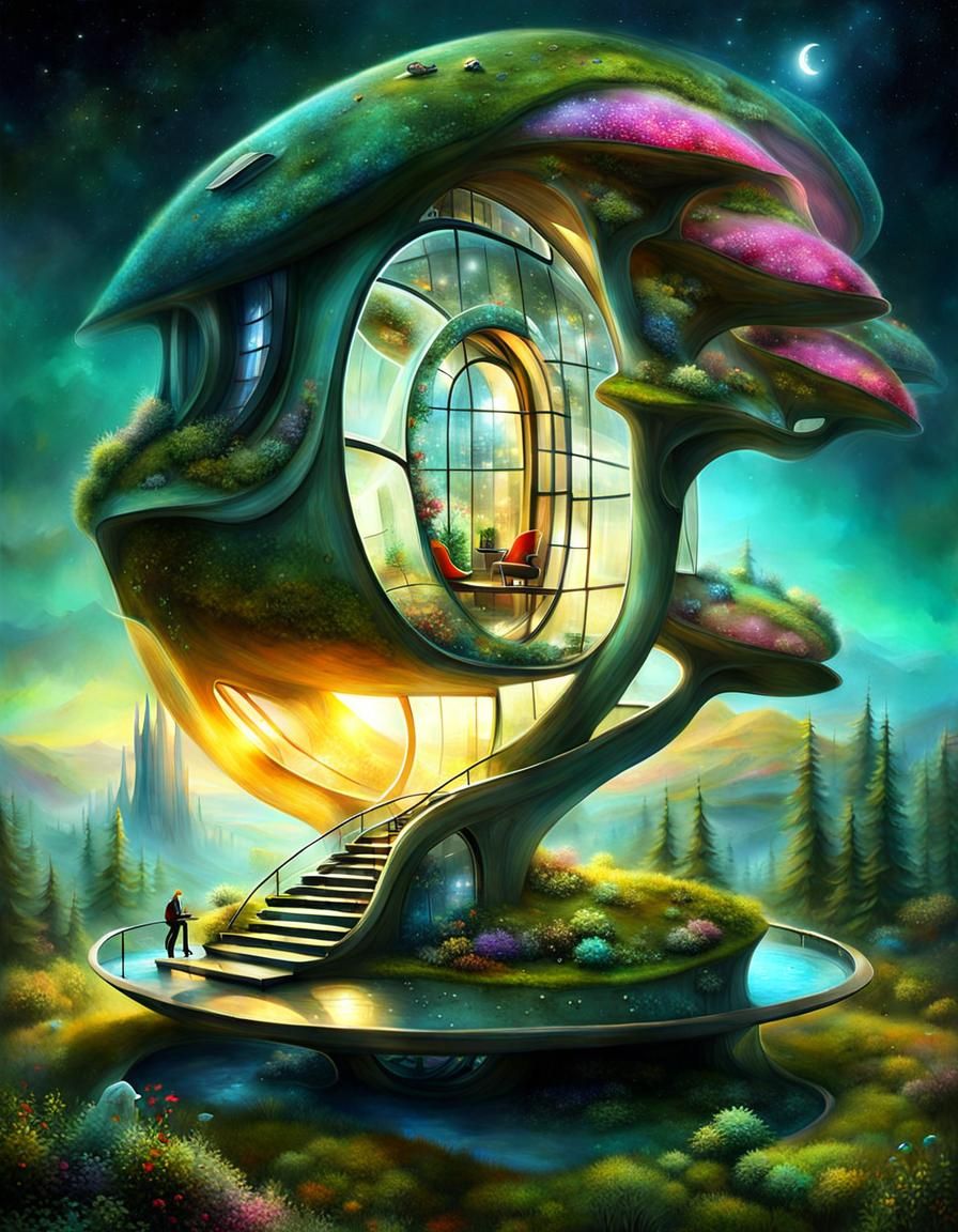 Futuristic Palace Inspired by Nature and Nebulae