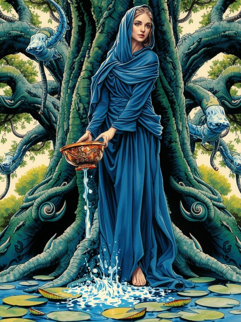 Celtic Goddess Danu in Ink Splatter Art