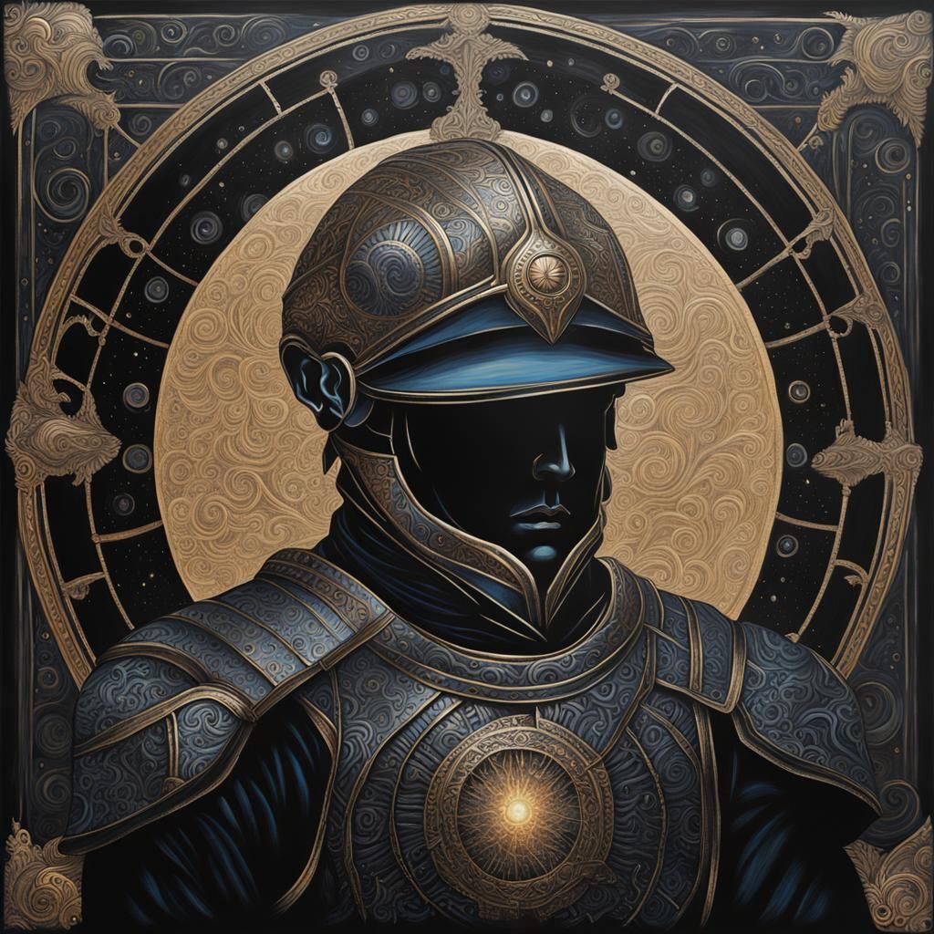 Gleaming Gothic Figure in Metallic Armor