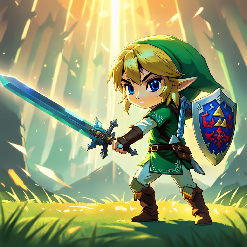 Chibi Link with Master Sword Concept Art