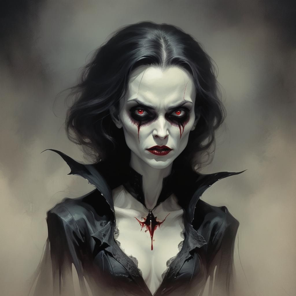 Grimdark Vampire in Horror Illustration Style