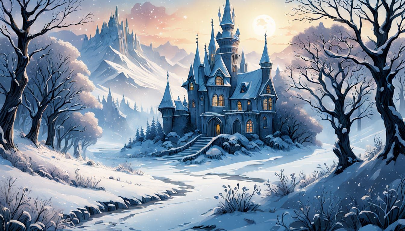 Whimsical Winter Text Art in Fairytale Illustration Style