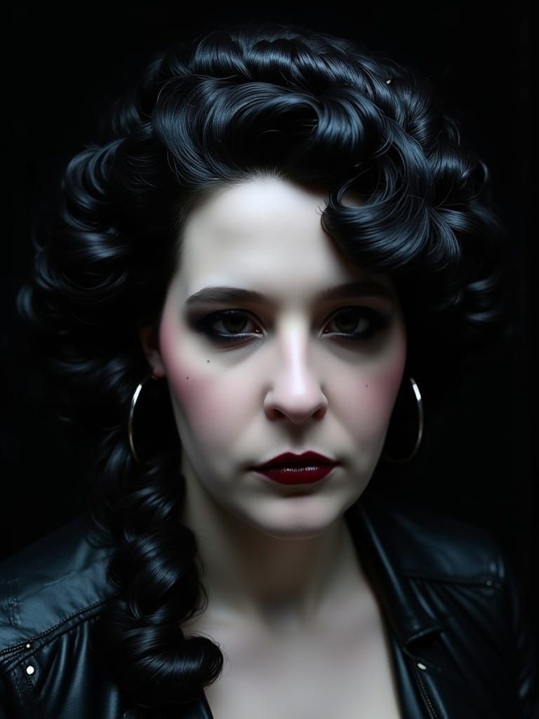 Gothic Fantasy Woman with Dramatic Features and Bold Makeup