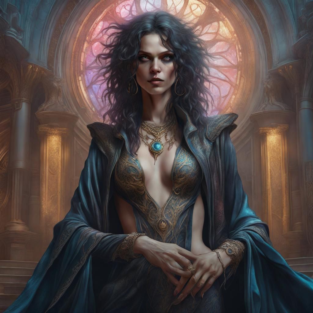 Mystical Sorceress Portrait in Hyperdetailed Style