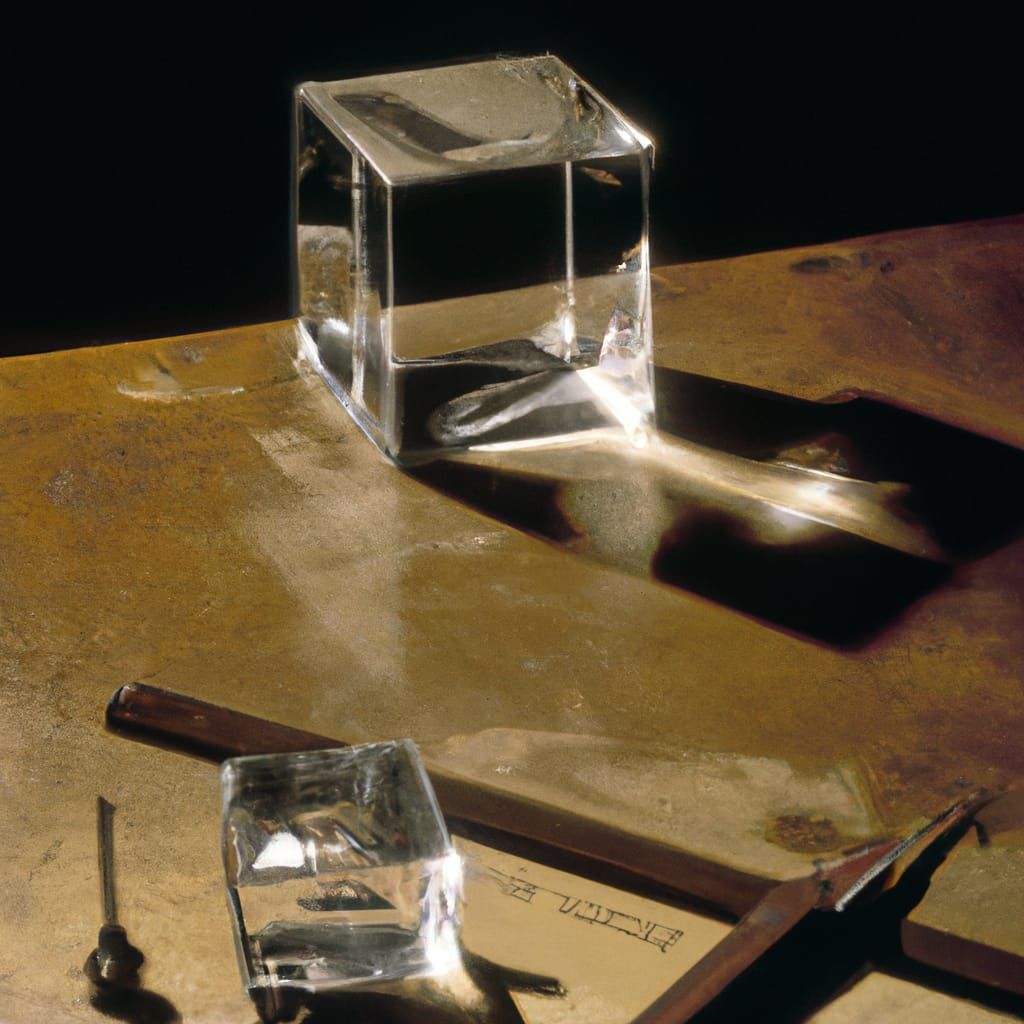 Crystal Cube in Victorian Laboratory Setting