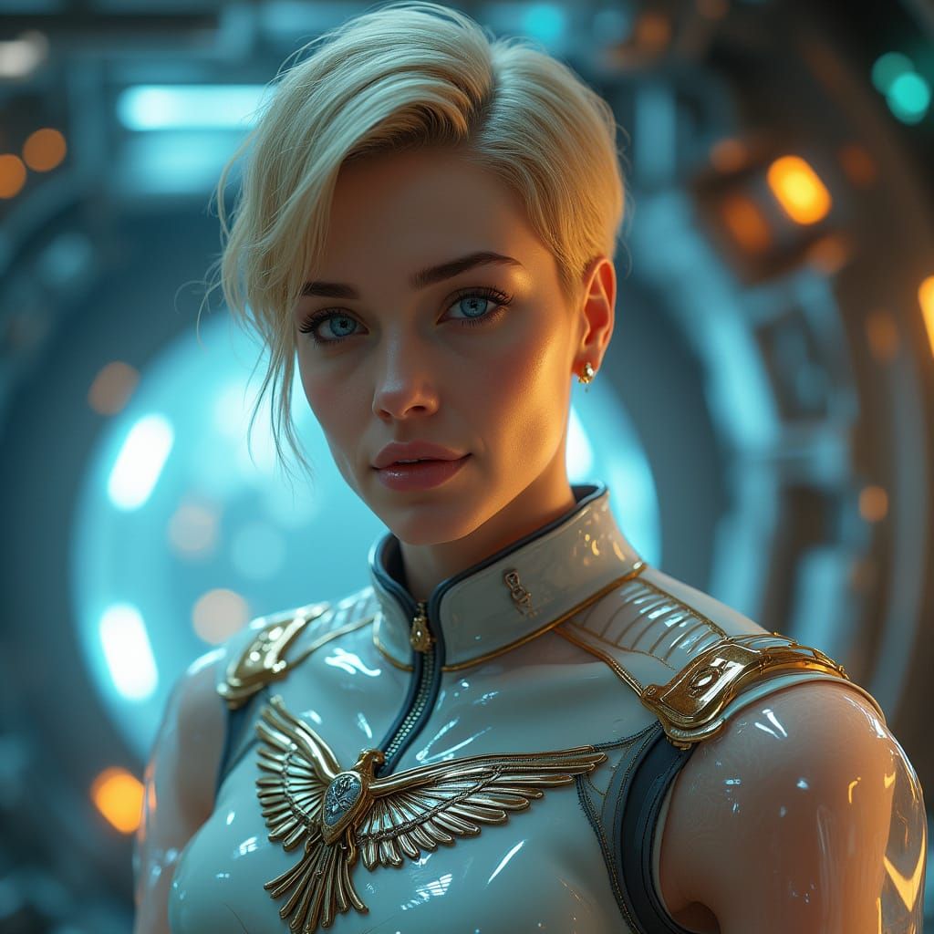 Future Commander in Sleek Space Jumpsuit