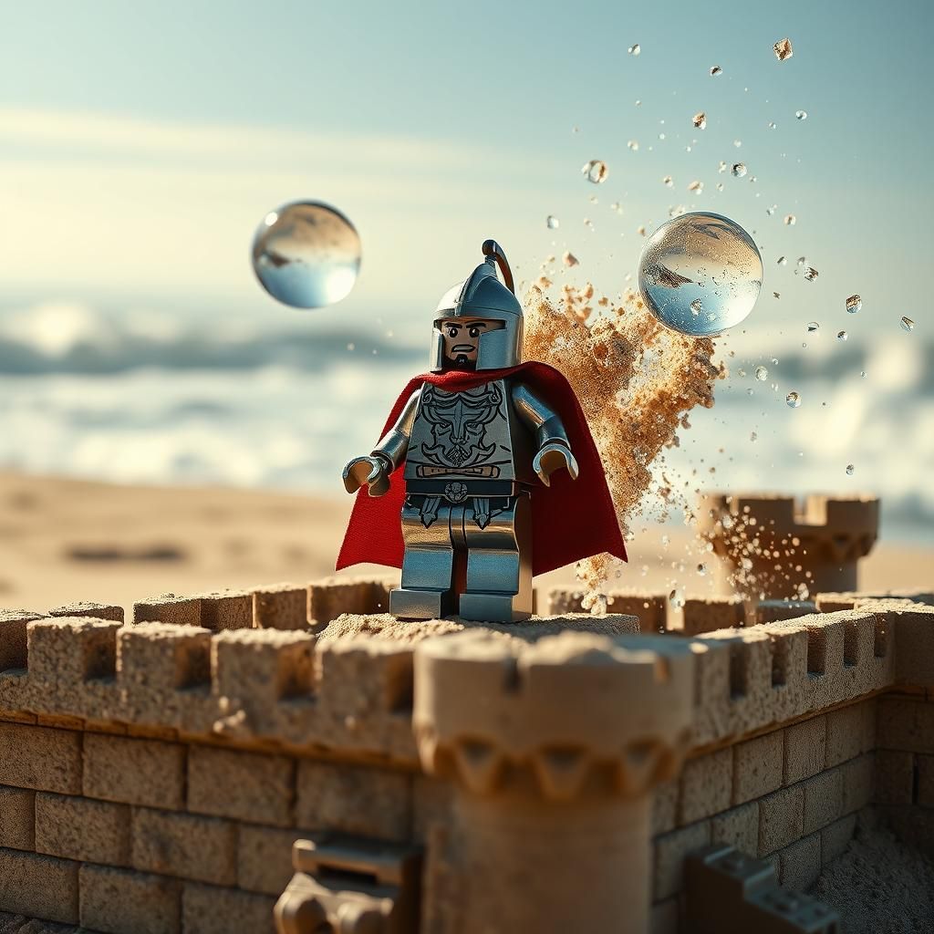 Lego Knight's Terror: Marble Shatters Sandcastle Wall