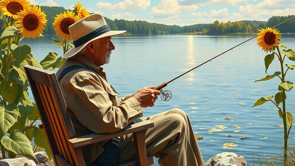 Lakeside Fishing: An Oil Painting in Old Master Style