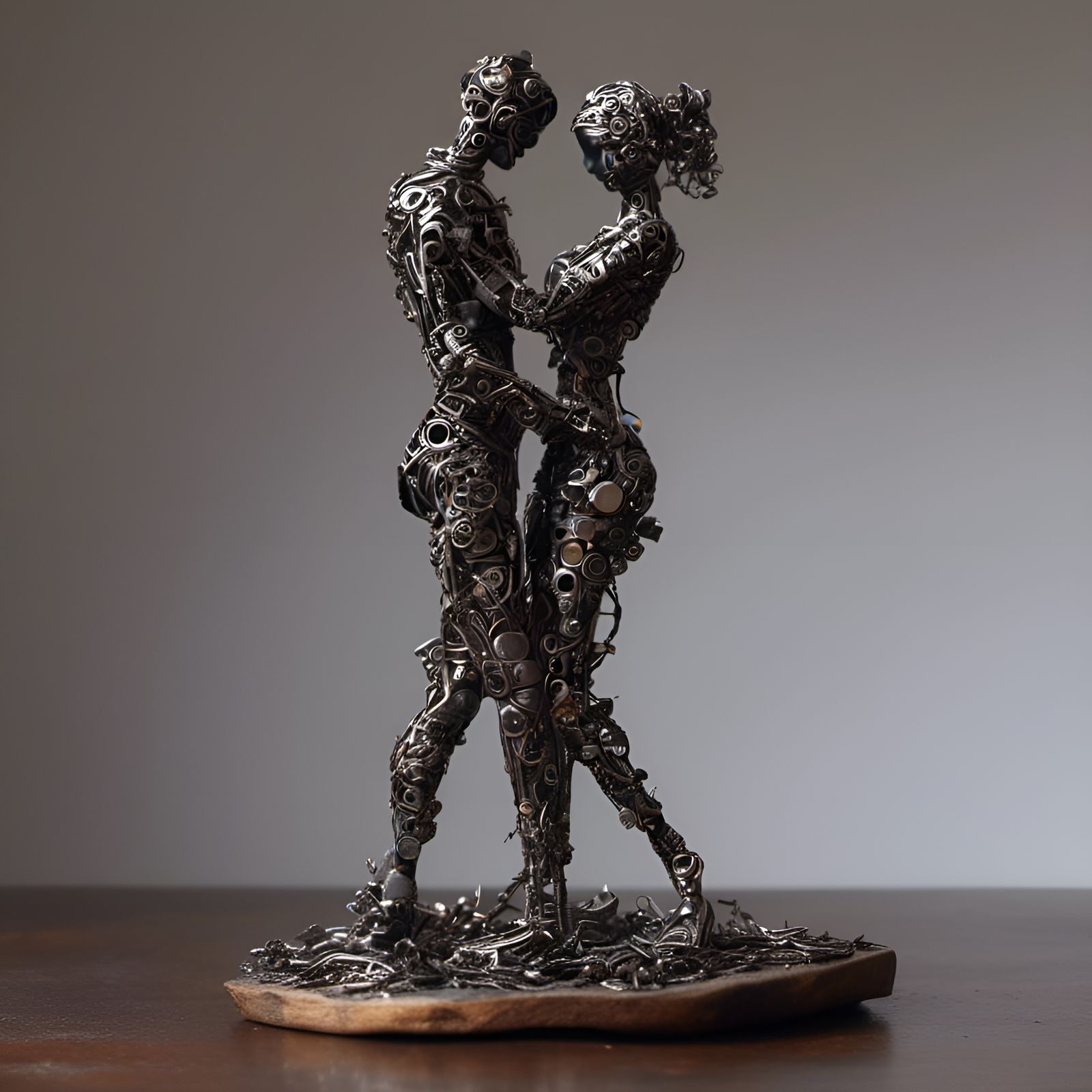 Steel Sculpture: Harmonious Couple Crafted from Recycled Met...