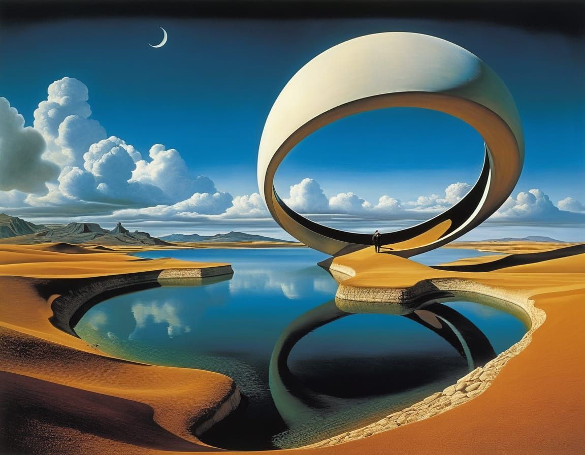 Surreal Mobius Strip Landscape in Mystical Realism Style