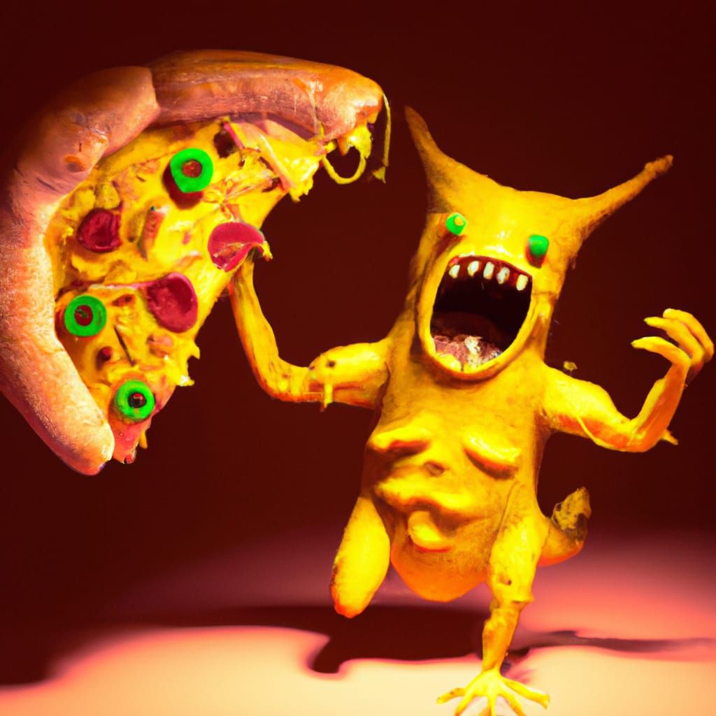 Pizza Eating Monster in Pixar 3D Style