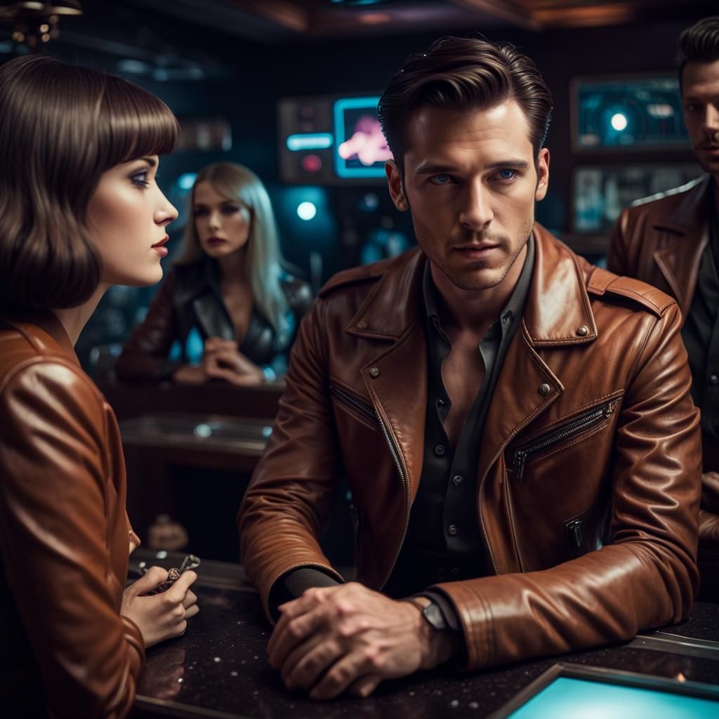 Galactic Charmer in Space Bar: A Cinematic Still