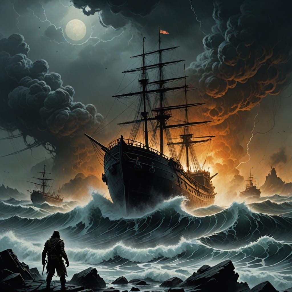 Heavily Damaged Ship Sinks in Mutiversal Tsunami