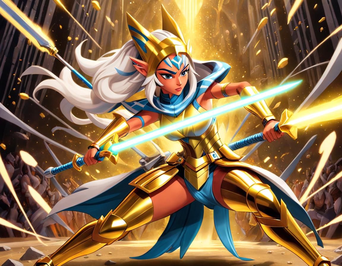 Golden Ahsoka Tano in Battle