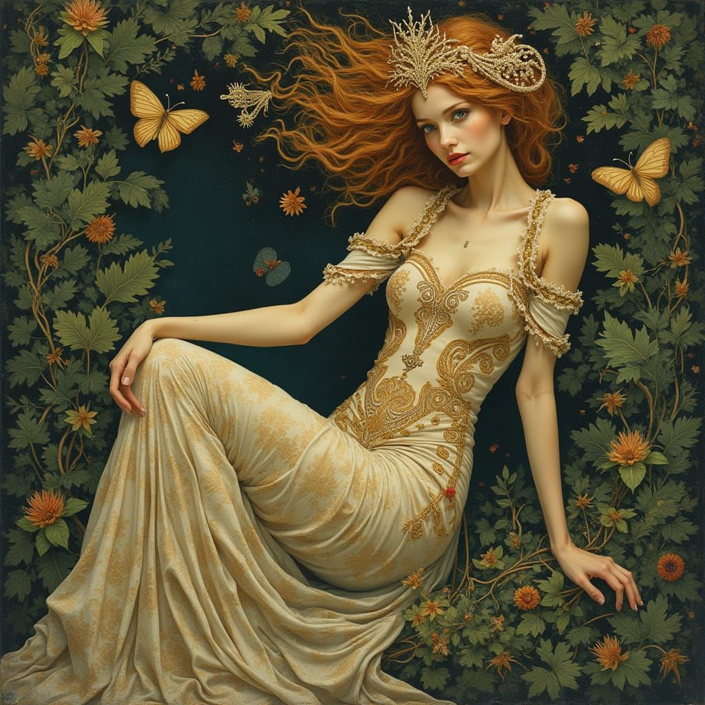 Ethereal Goddess in Whimsical Organic Style
