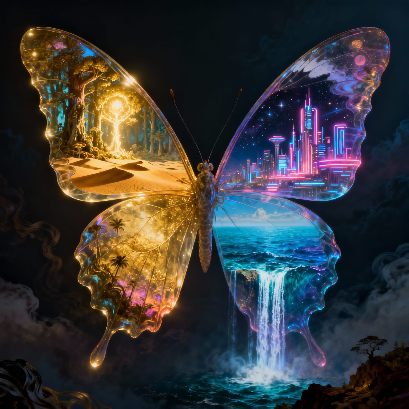 Gigantic Butterfly Universe Wings in Surreal Fantasy Art