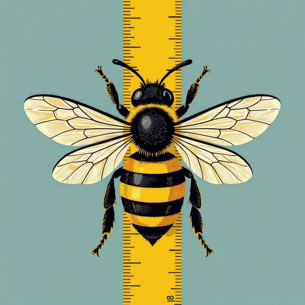 Bee-Shaped Ruler with Geometric Design