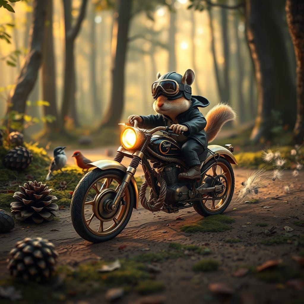 Whimsical Chipmunk Zips Through Fantastical Forest on Twiste...