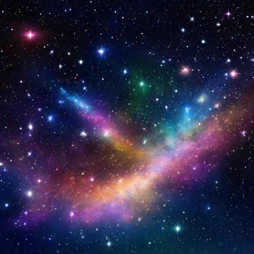 Glittering Colors Ascend into Starry Night Sky