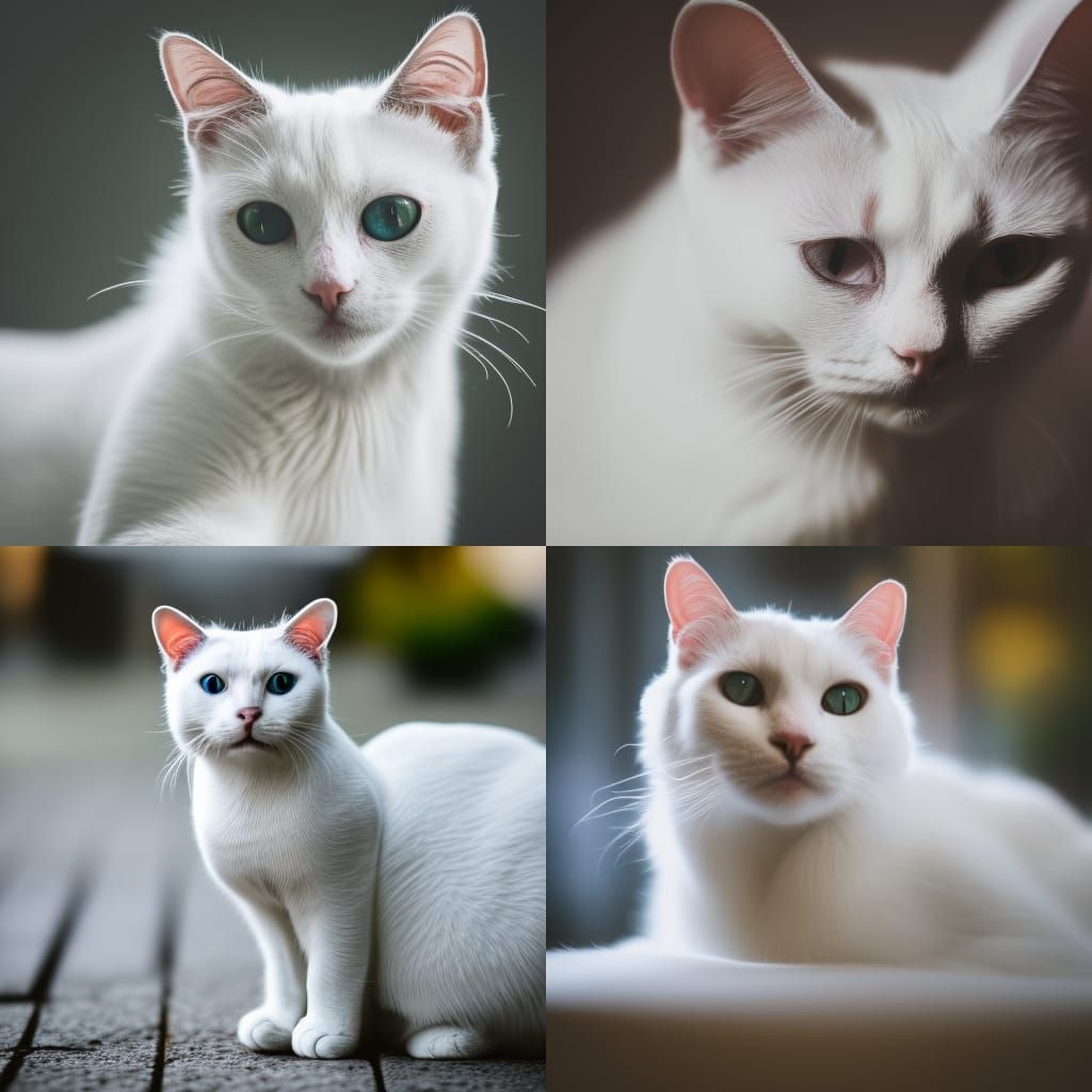 White Cat Portrait in Professional Photography Style