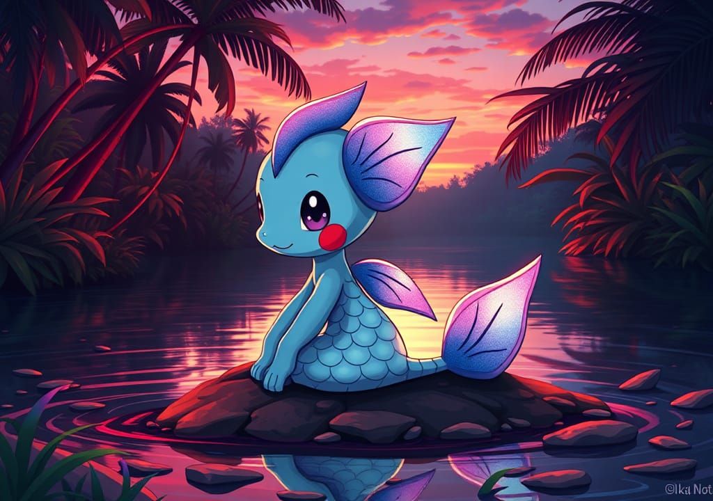 Baby Mermaid Pokémon in TCG-Inspired Digital Art