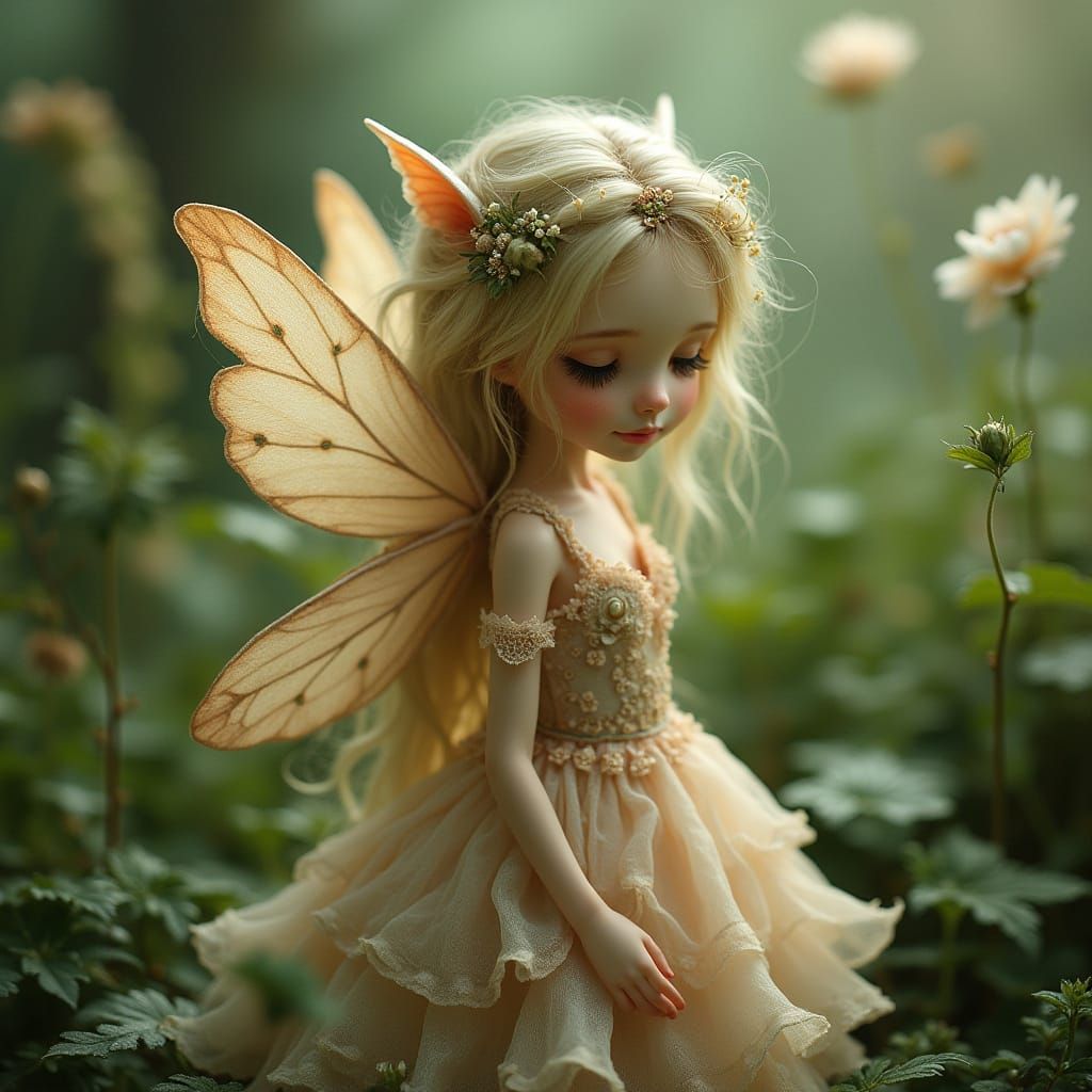 Whimsical Fairy in Lush Greenery