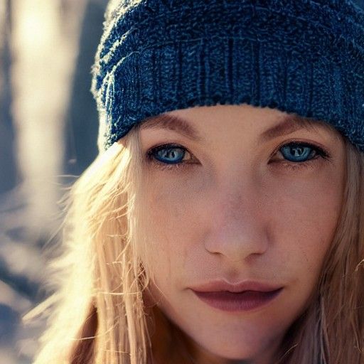 Photorealistic Portrait of Woman in Beanie, American Barbizo...