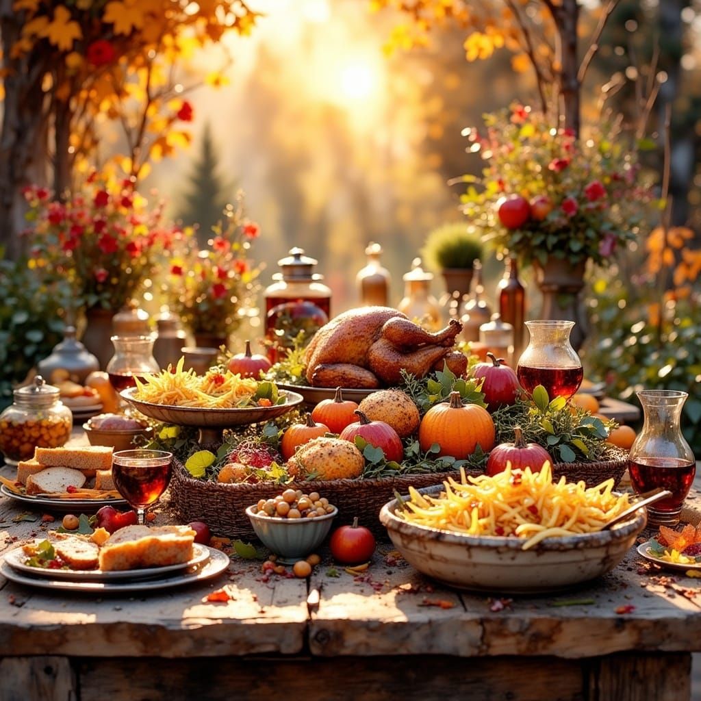 Vibrant Harvest Celebration in Sunny Landscape