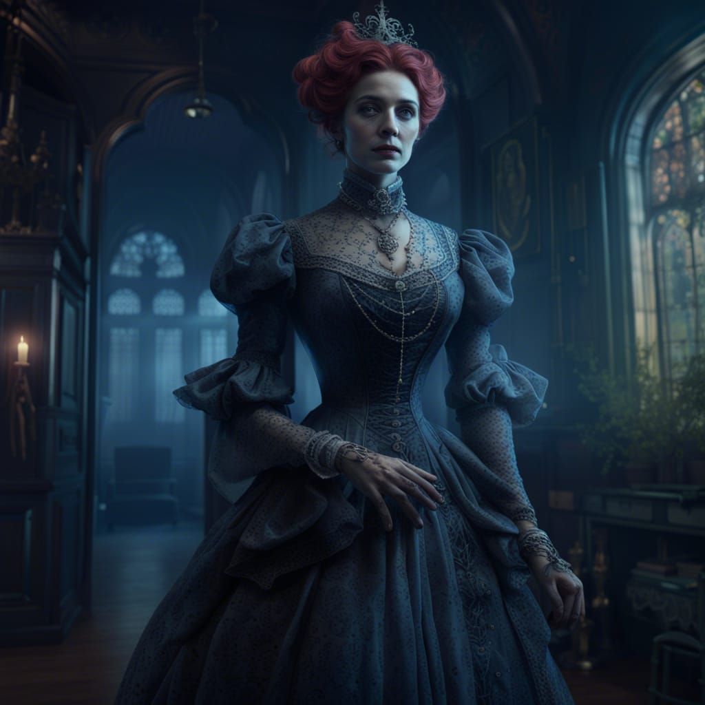 Victorian Lady Ghost: Detailed Fantasy Concept Art