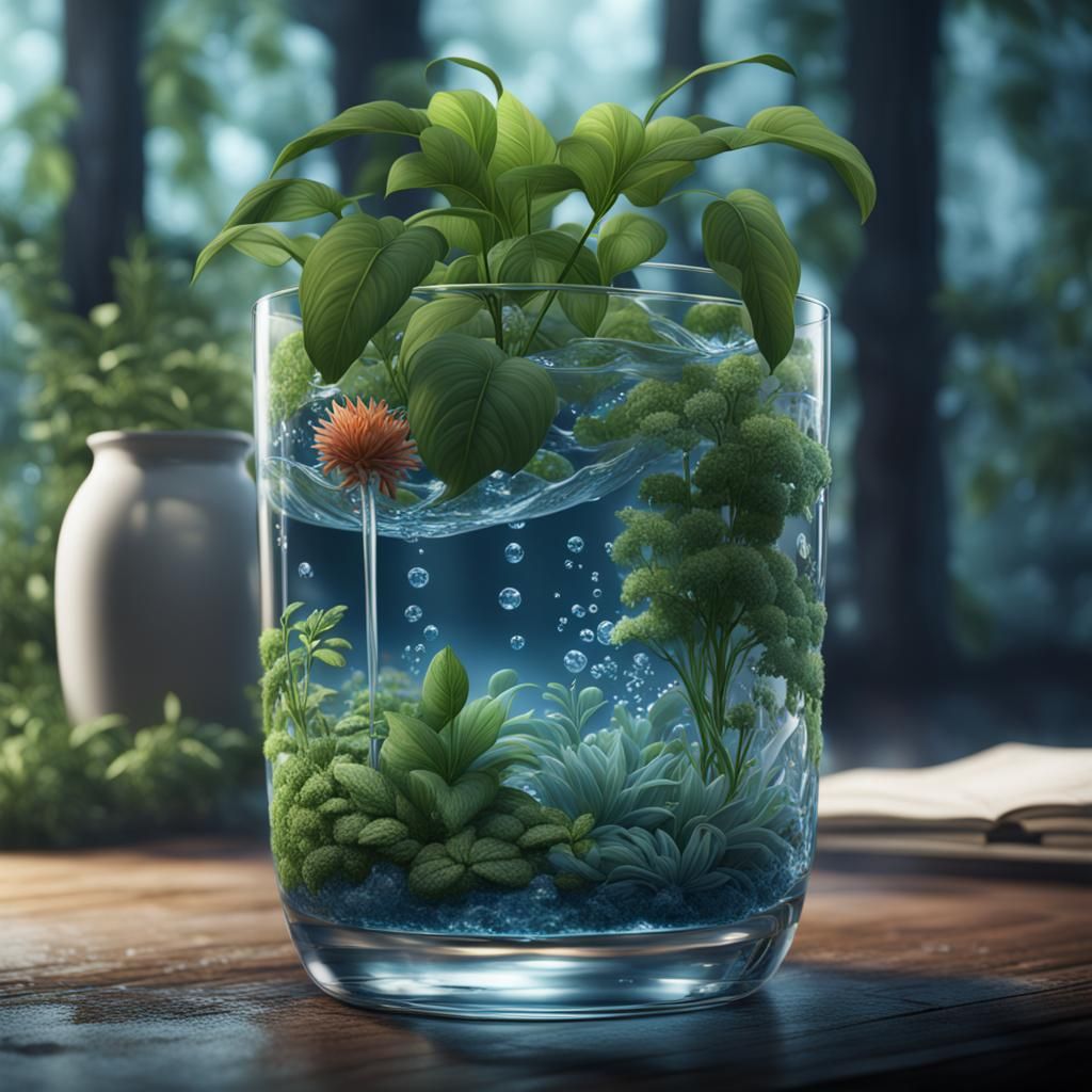 Fantastical Plants in Glass, Detailed Matte Painting